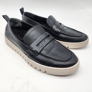 Vionic Uptown Loafers Women's 8.5 Wide Black Leather Lug Sole Arch Support Shoe